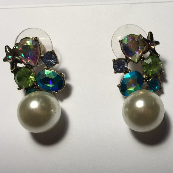 Unknown Jewelry - Pearl & Crystal Earrings